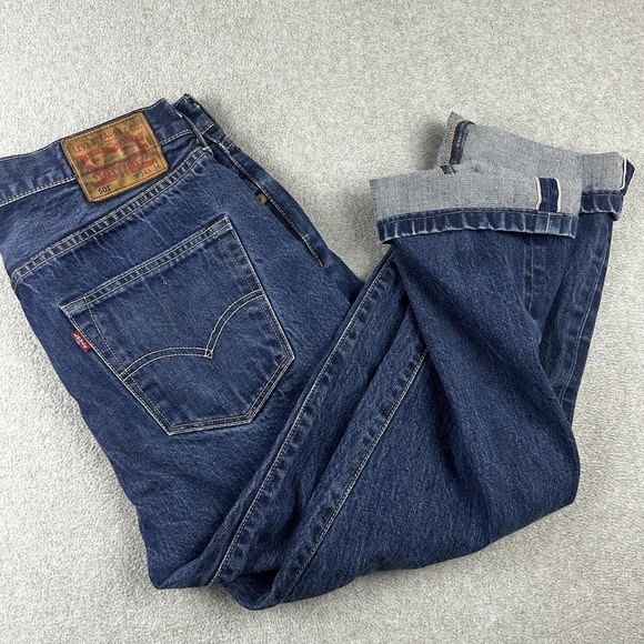 Levis 501 Jeans Mens 34x36 (34x25) White Oak Cone Selvedge Denim Button Fly USA - Picture 1 of 16